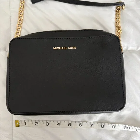 Michael Kors Jet Set Large Saffiano Leather East West Shoulder Crossbody Black - Picture 5 of 9